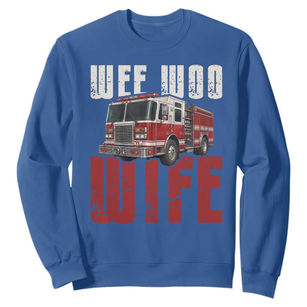 Funny Firefighter Wife Sweatshirt Wee Woo Wife Fire Truck Graphic