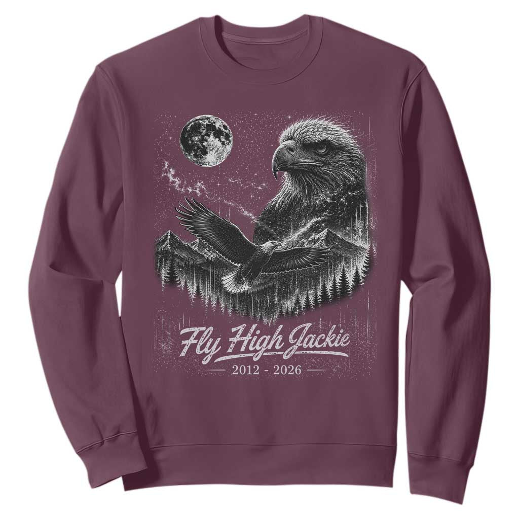Fly High Jackie Eagle Sweatshirt Memorial Tribute Nature Supports California Wildlife TS11 Maroon Print Your Wear