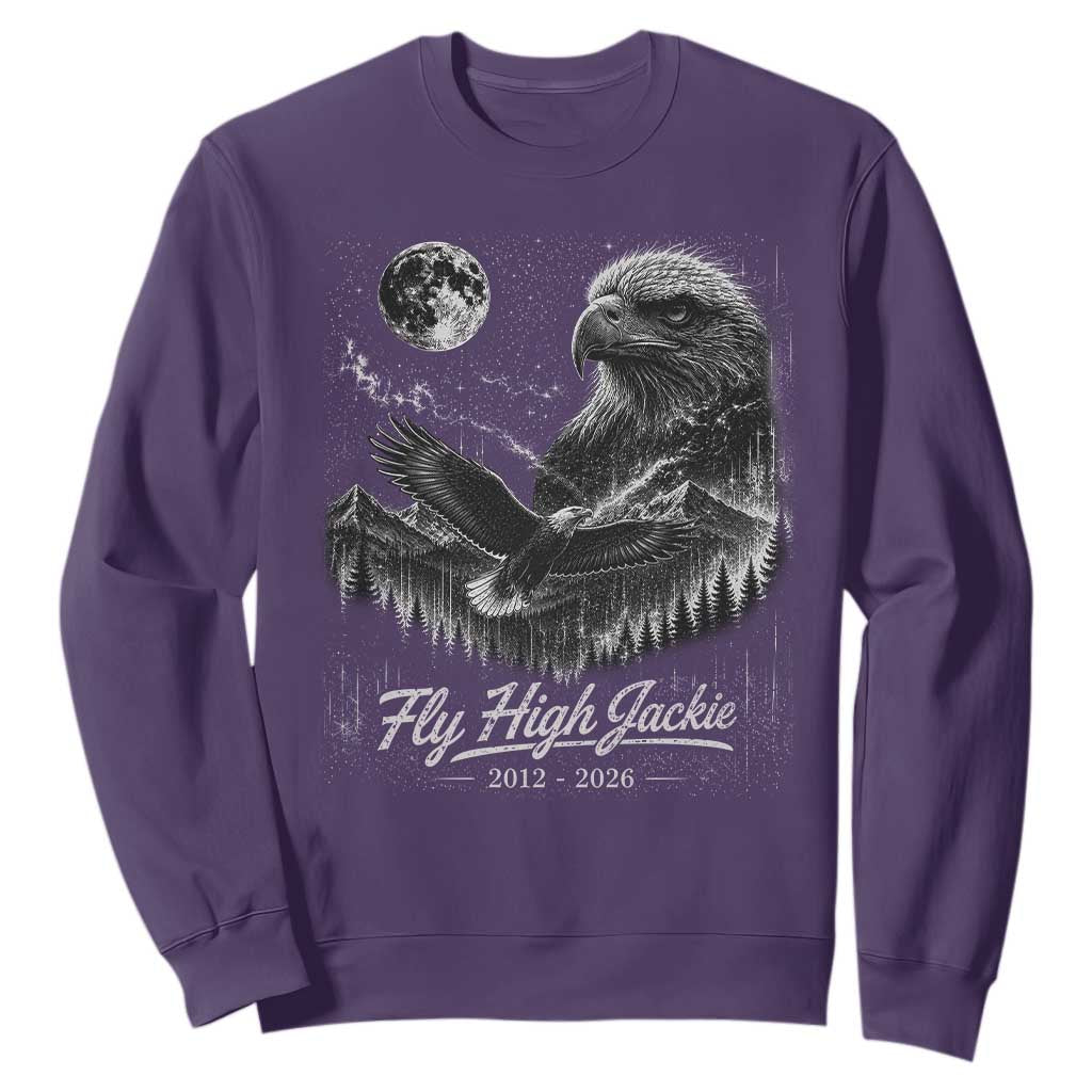 Fly High Jackie Eagle Sweatshirt Memorial Tribute Nature Supports California Wildlife TS11 Purple Print Your Wear