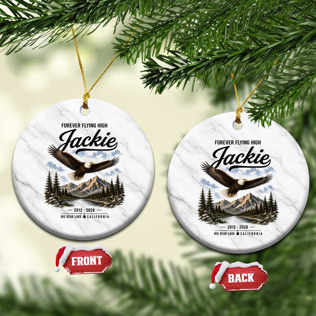 Jackie Bald Eagle Memorial Tribute Ceramic Ornament Forever Flying High Big Bear California 2012 2026 TS11 1pc White Marble Print Your Wear