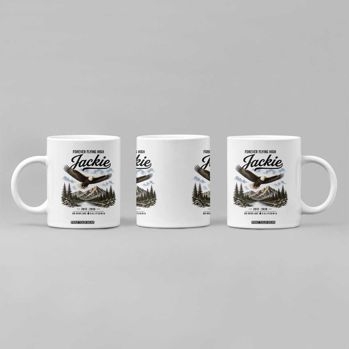Jackie Bald Eagle Memorial Tribute Coffee Mug Forever Flying High Big Bear California 2012 2026 TS11 Print Your Wear