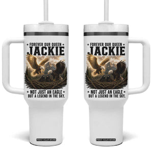 Jackie Bald Eagle Tumbler With Handle Forever Our Queen Not Just An Eagle But A Legend In The Sky TS11 One Size: 40 oz White Print Your Wear