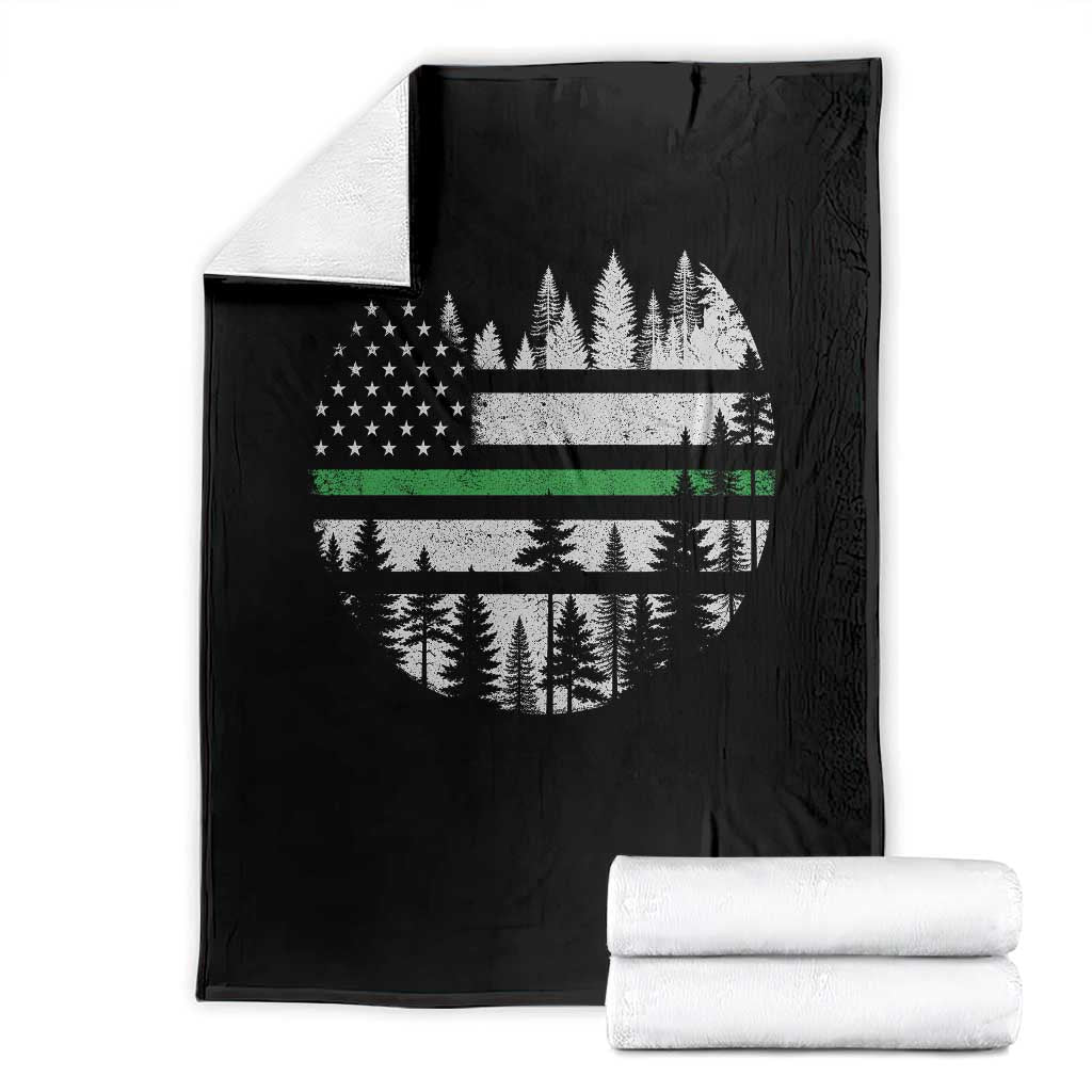 Park Ranger Law Enforcement Forest Green Line American Flag Throw Blanket TS11 Black Print Your Wear