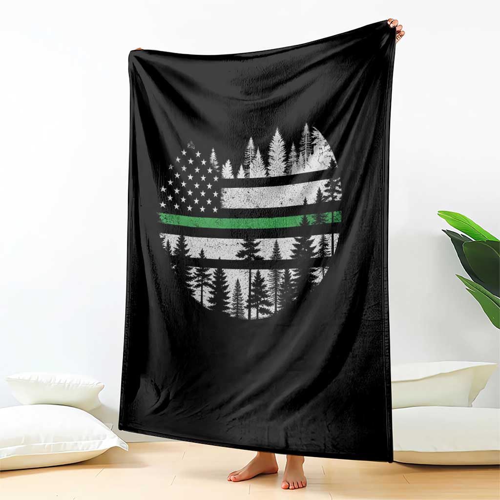 Park Ranger Law Enforcement Forest Green Line American Flag Throw Blanket TS11 Print Your Wear