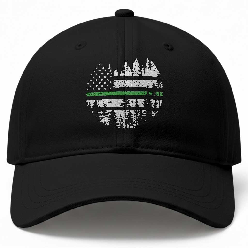 Park Ranger Law Enforcement Forest Green Line American Flag Baseball Cap TS11 Print Your Wear