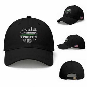 Park Ranger Law Enforcement Forest Green Line American Flag Baseball Cap TS11 Baseball Cap Universal Fit Black Print Your Wear