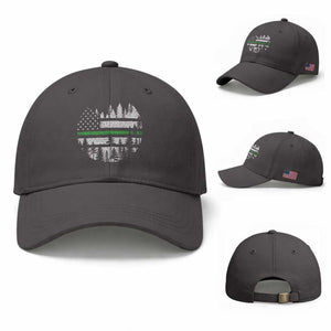 Park Ranger Law Enforcement Forest Green Line American Flag Baseball Cap TS11 Baseball Cap Universal Fit Dark Gray Print Your Wear