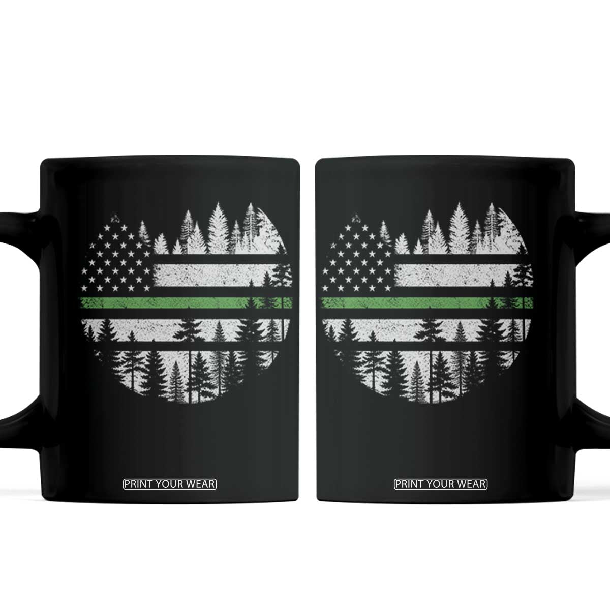 Park Ranger Law Enforcement Forest Green Line American Flag Coffee Mug TS11 Black Print Your Wear