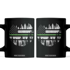 Park Ranger Law Enforcement Forest Green Line American Flag Coffee Mug TS11 Black Print Your Wear