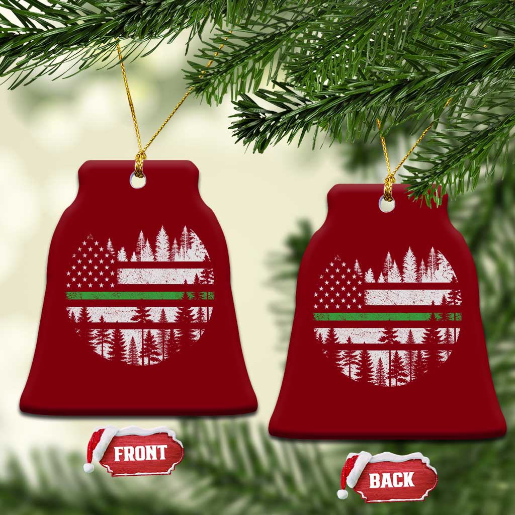 Park Ranger Law Enforcement Forest Green Line American Flag Ceramic Ornament TS11 Print Your Wear
