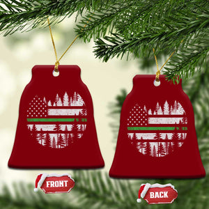 Park Ranger Law Enforcement Forest Green Line American Flag Ceramic Ornament TS11 Print Your Wear