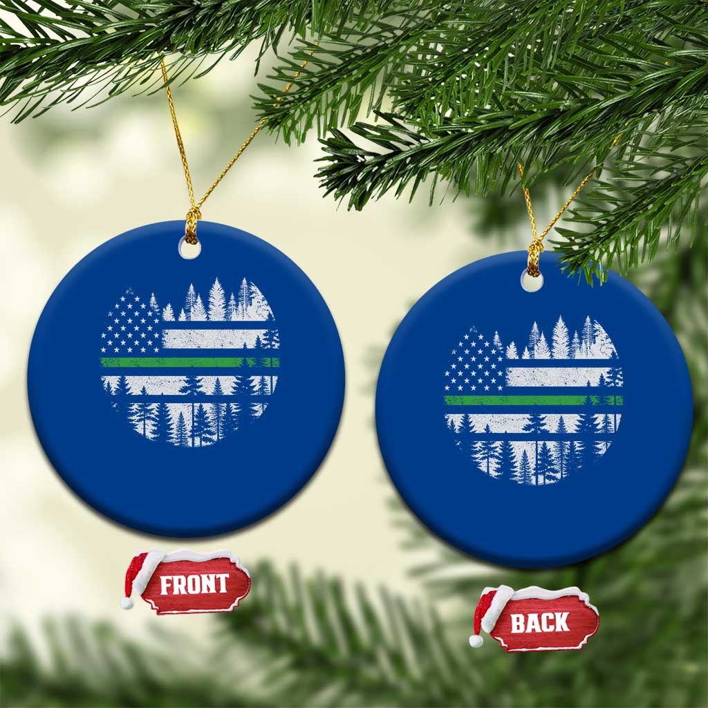 Park Ranger Law Enforcement Forest Green Line American Flag Ceramic Ornament TS11 1pc Blue Print Your Wear