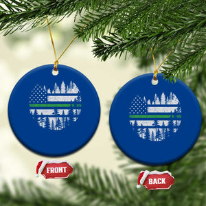 Park Ranger Law Enforcement Forest Green Line American Flag Ceramic Ornament TS11 1pc Blue Print Your Wear
