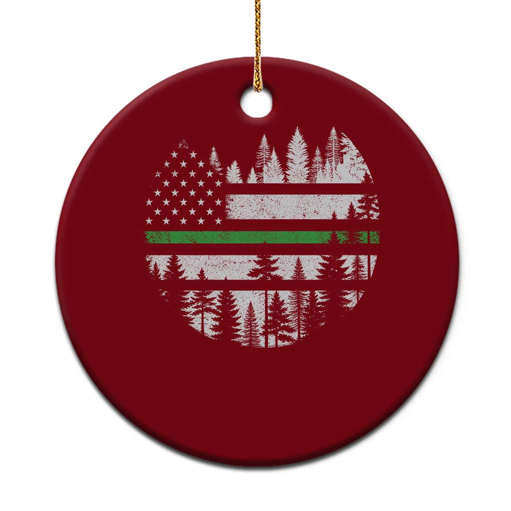 Park Ranger Law Enforcement Forest Green Line American Flag Ceramic Ornament TS11 1pc Red Print Your Wear