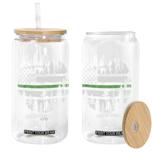 Park Ranger Law Enforcement Forest Green Line American Flag Glass Can TS11 Print Your Wear