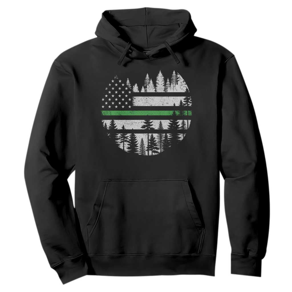 Park Ranger Law Enforcement Forest Green Line American Flag Hoodie TS11 Black Print Your Wear