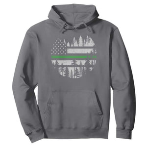 Park Ranger Law Enforcement Forest Green Line American Flag Hoodie TS11 Charcoal Print Your Wear