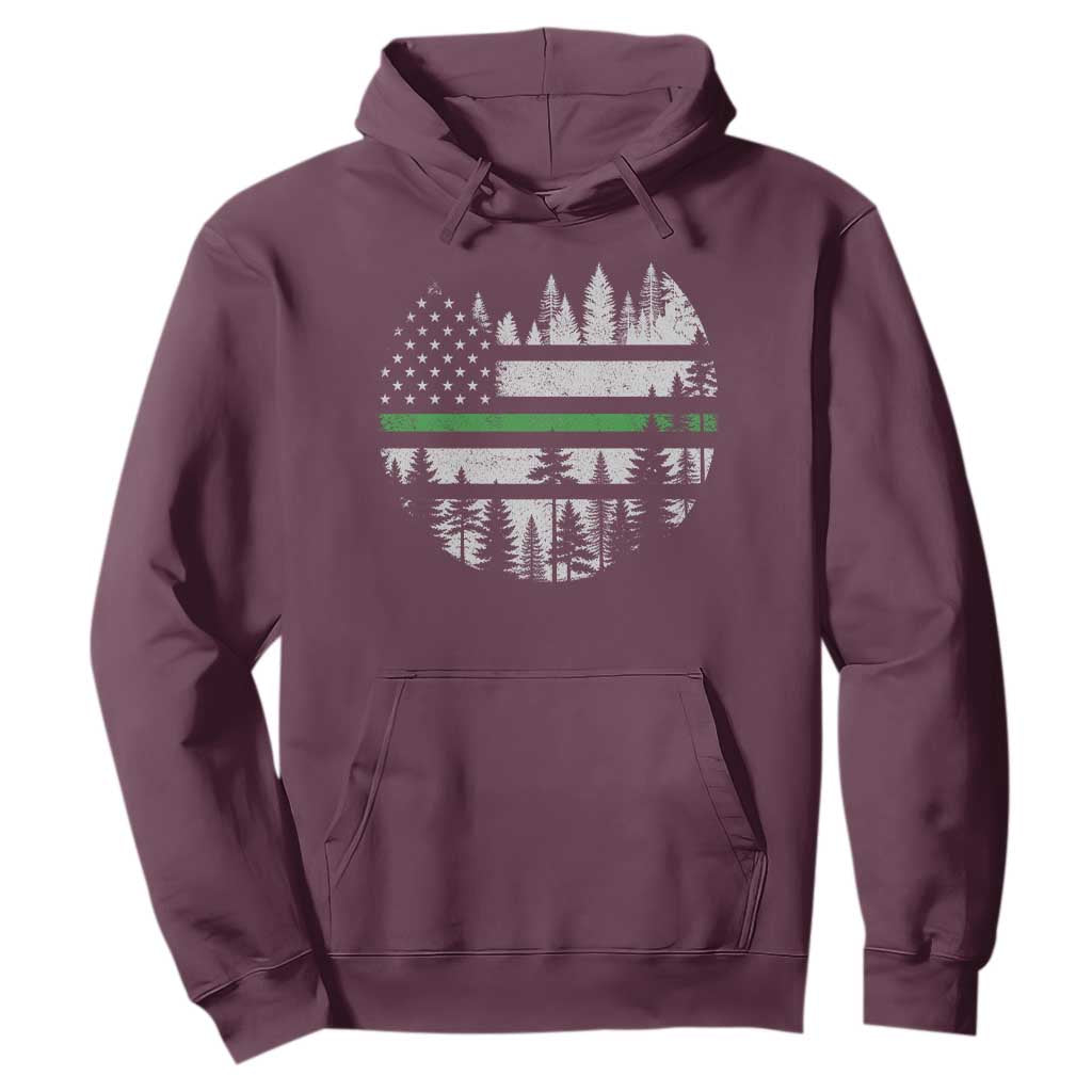 Park Ranger Law Enforcement Forest Green Line American Flag Hoodie TS11 Maroon Print Your Wear