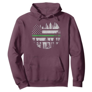 Park Ranger Law Enforcement Forest Green Line American Flag Hoodie TS11 Maroon Print Your Wear