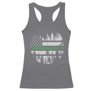 Park Ranger Law Enforcement Forest Green Line American Flag Racerback Tank Top TS11 Charcoal Print Your Wear