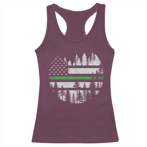 Park Ranger Law Enforcement Forest Green Line American Flag Racerback Tank Top TS11 Maroon Print Your Wear