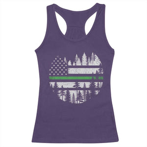 Park Ranger Law Enforcement Forest Green Line American Flag Racerback Tank Top TS11 Purple Print Your Wear