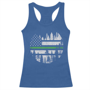Park Ranger Law Enforcement Forest Green Line American Flag Racerback Tank Top TS11 Royal Blue Print Your Wear