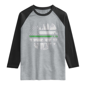 Park Ranger Law Enforcement Forest Green Line American Flag Raglan Shirt TS11 Heather Gray Black Print Your Wear