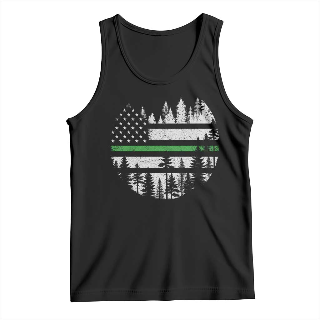 Park Ranger Law Enforcement Forest Green Line American Flag Tank Top TS11 Black Print Your Wear