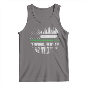 Park Ranger Law Enforcement Forest Green Line American Flag Tank Top TS11 Deep Heather Print Your Wear