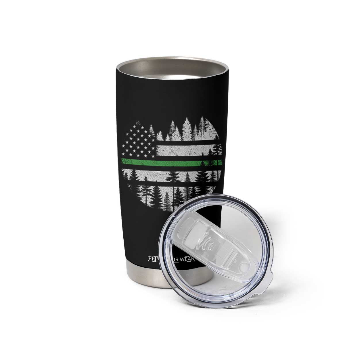 Park Ranger Law Enforcement Forest Green Line American Flag Tumbler Cup TS11 Print Your Wear