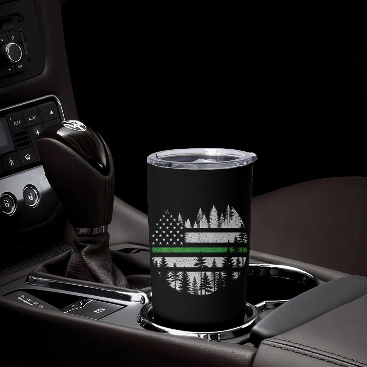 Park Ranger Law Enforcement Forest Green Line American Flag Tumbler Cup TS11 Print Your Wear