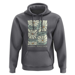 Harris Walz 2024 Hoodie Peace Love Equality Diversity Hope Hand Drawn Flower TS11 Charcoal Print Your Wear