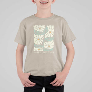 Harris Walz 2024 T Shirt For Kid Peace Love Equality Diversity Hope Hand Drawn Flower TS11 Sand Print Your Wear