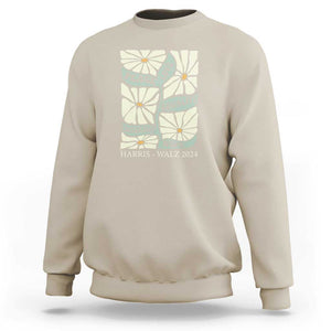 Harris Walz 2024 Sweatshirt Peace Love Equality Diversity Hope Hand Drawn Flower TS11 Sand Print Your Wear