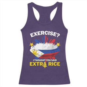 Funny Philippines Racerback Tank Top Exercise I Thought You Said Extra Rice TS11 Purple Print Your Wear