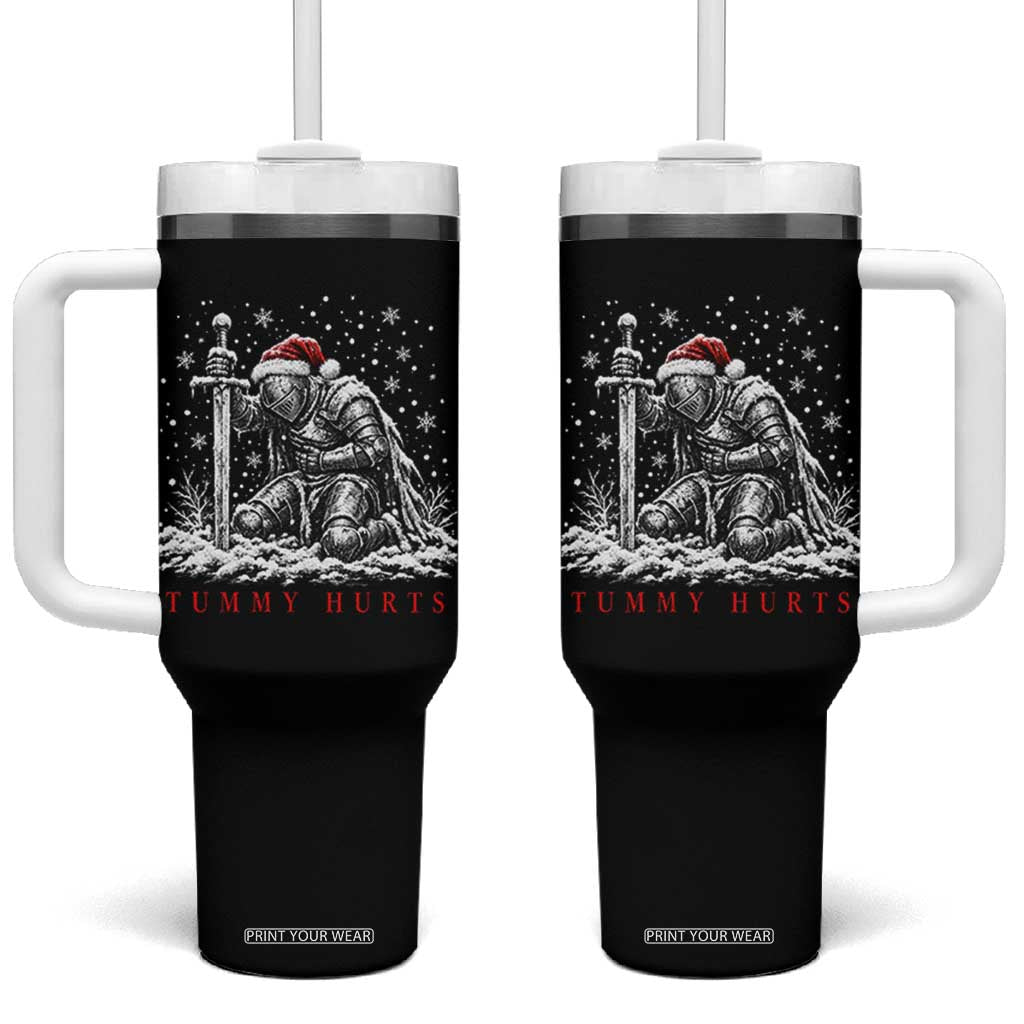 Tummy Hurts Funny Christmas Medieval Knight Tumbler With Handle Offensive Dark Fantasy