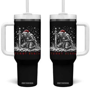 Tummy Hurts Funny Christmas Medieval Knight Tumbler With Handle Offensive Dark Fantasy