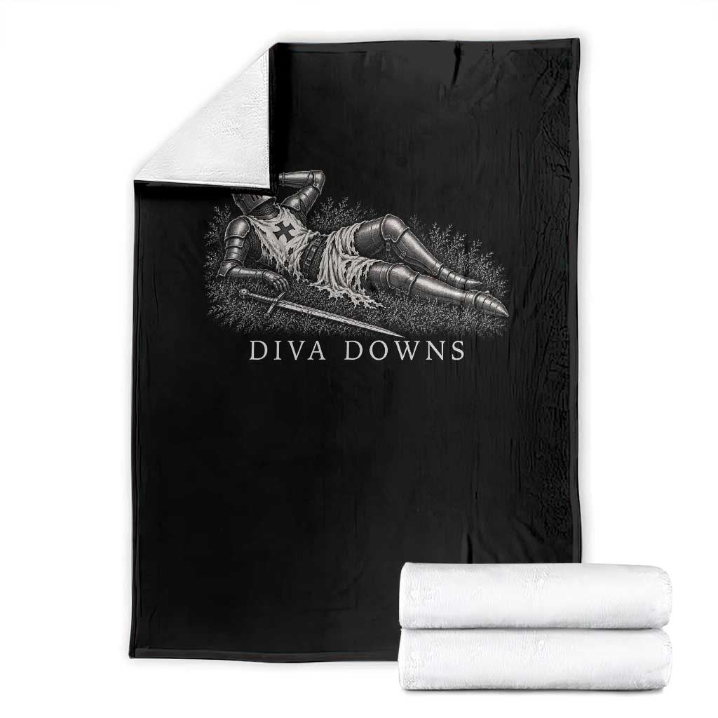 Diva Down Funny Medieval Knight Throw Blanket Renaissance Armor Humor