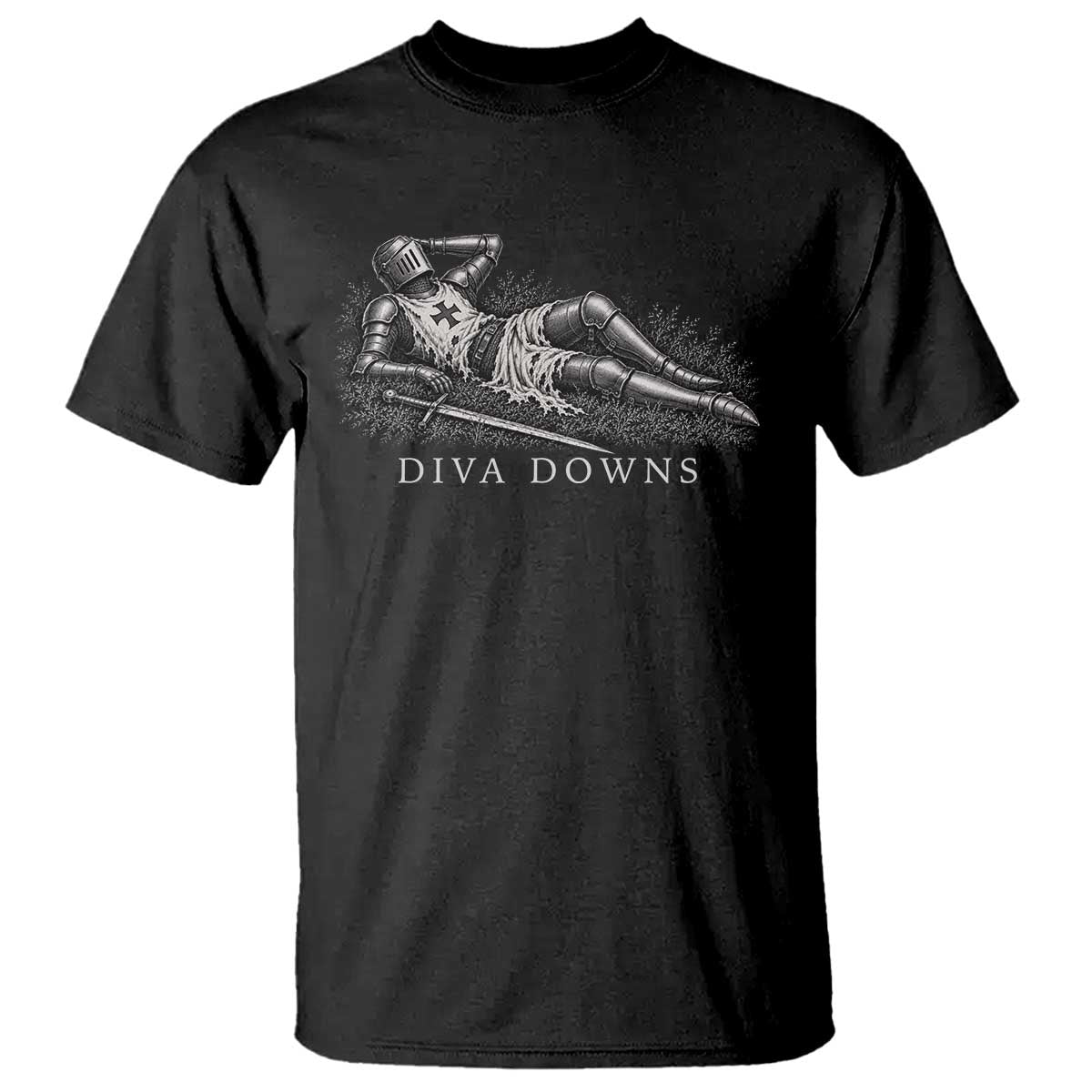Diva Down Funny Medieval Knight T Shirt Renaissance Armor Humor