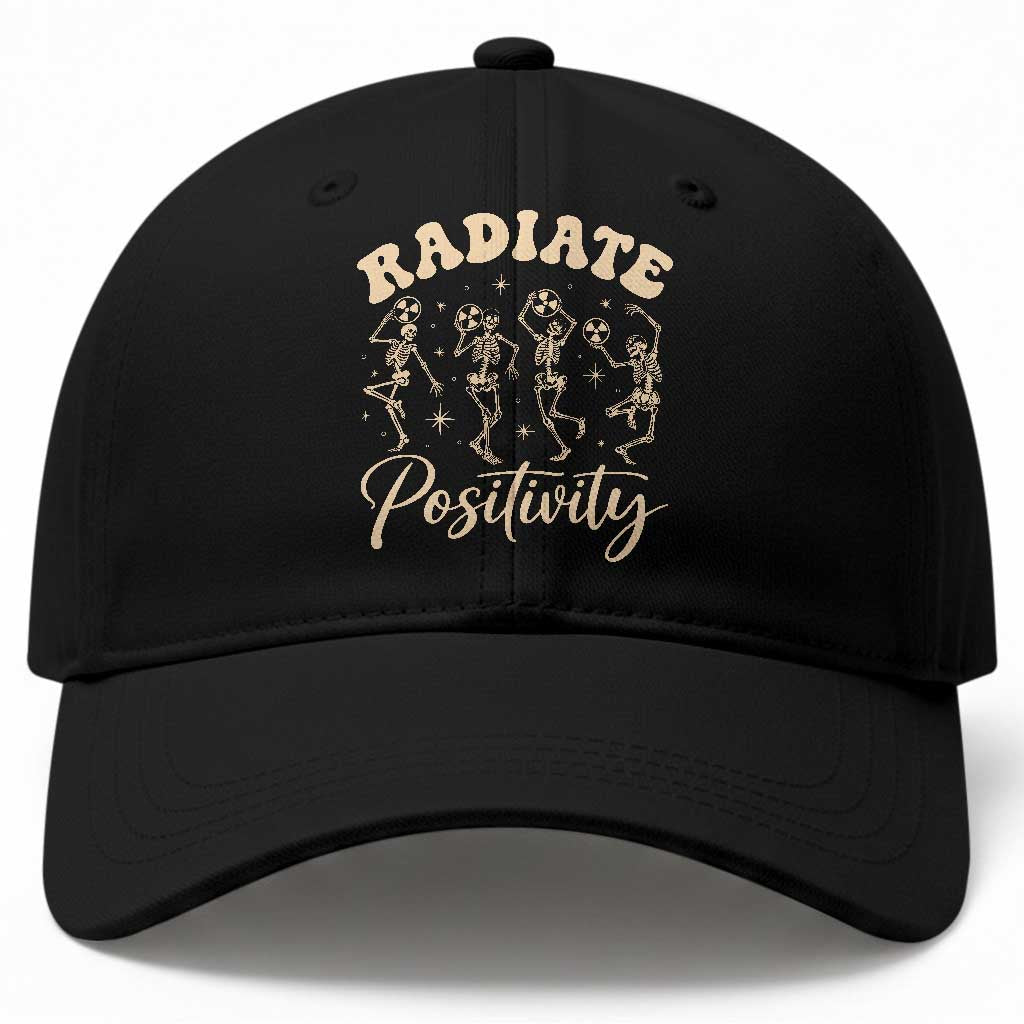 Funny Radiology Department X ray Tech Baseball Cap Radiate Positivity Dancing Skeletons