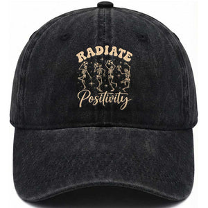 Funny Radiology Department X ray Tech Washed Cotton Baseball Cap Radiate Positivity Dancing Skeletons