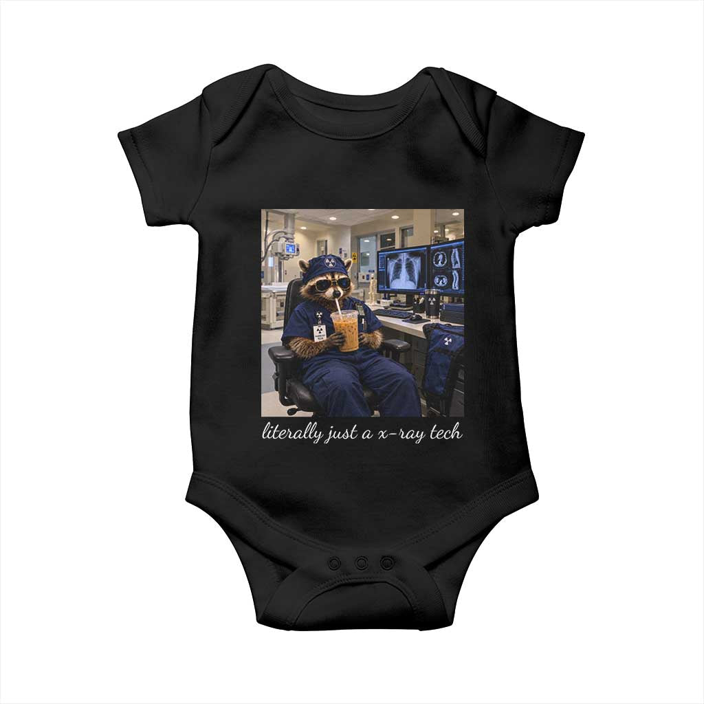 Funny Radiology Tech Raccoon Baby Onesie Literally Just A X ray Tech Nurses