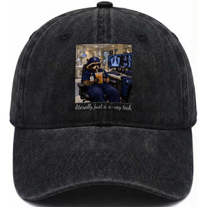 Funny Radiology Tech Raccoon Washed Cotton Baseball Cap Literally Just A X ray Tech Nurses
