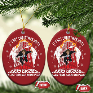 Funny Nakatomi Plaza Christmas Ornament It's Not Xmas Until Hans Gruber Falls From Nakatomi Plaza Explode TS11 Oval Red Print Your Wear