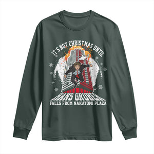 Funny Nakatomi Plaza Long Sleeve Shirt It's Not Christmas Until Hans Gruber Falls From Nakatomi Plaza Explode TS11 Dark Forest Green Print Your Wear