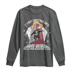 Funny Nakatomi Plaza Long Sleeve Shirt It's Not Christmas Until Hans Gruber Falls From Nakatomi Plaza Explode TS11 Dark Heather Print Your Wear