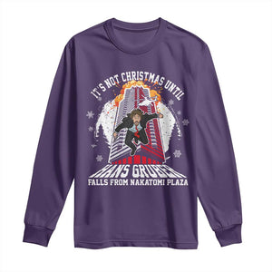 Funny Nakatomi Plaza Long Sleeve Shirt It's Not Christmas Until Hans Gruber Falls From Nakatomi Plaza Explode TS11 Purple Print Your Wear