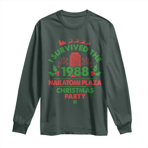 I Survived The 1988 Nakatomi Plaza Christmas Party Long Sleeve Shirt Vintage Mistletoe TS11 Dark Forest Green Print Your Wear