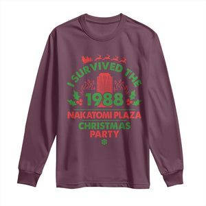 I Survived The 1988 Nakatomi Plaza Christmas Party Long Sleeve Shirt Vintage Mistletoe TS11 Maroon Print Your Wear